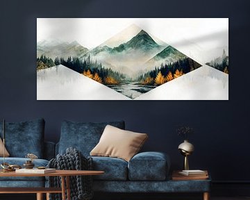Berglandschap in de mist - Harmonisch van Poster Art Shop
