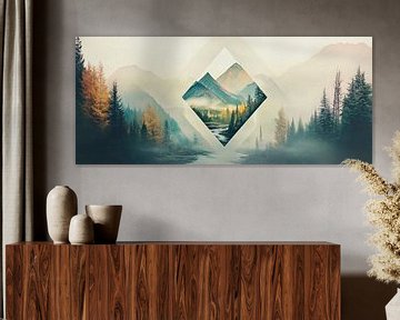 Berglandschap in minimalisme van Poster Art Shop