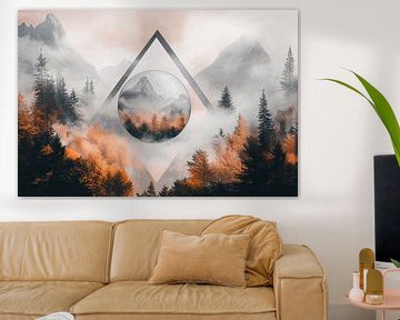 Paysage de montagne dans le brouillard - Surréaliste sur Poster Art Shop