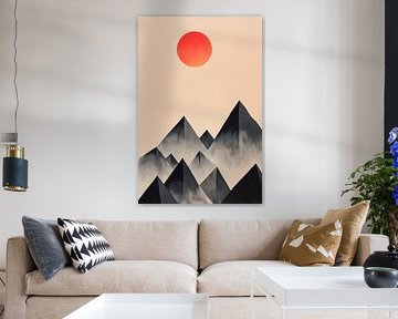 Mountain landscape in the fog - Minimalist by Poster Art Shop