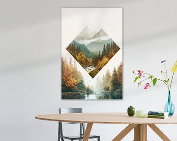 Berglandschap in de mist - puur natuur van Poster Art Shop