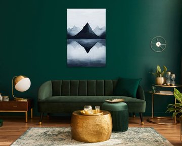 Paysage de montagne dans les tons de gris - Minimaliste sur Poster Art Shop