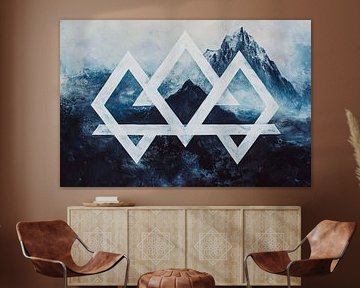 Berglandschaft mit geometrischem Muster von Poster Art Shop