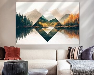 Berglandschap met waterreflectie van Poster Art Shop