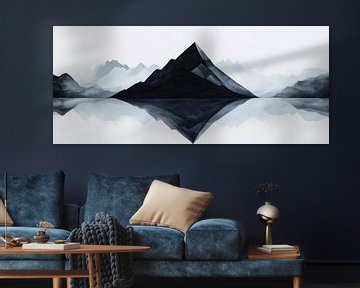 Berg silhouet in de mist van Poster Art Shop