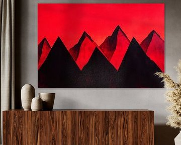 Mountain silhouette in red and black by Poster Art Shop
