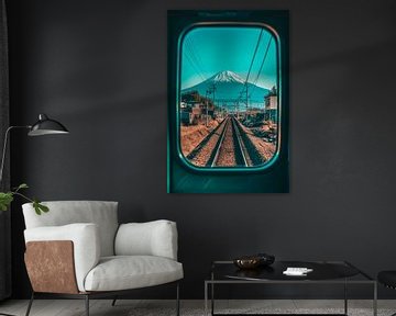 Uitzicht op de berg Fuji - Treinreisimpressie van Poster Art Shop