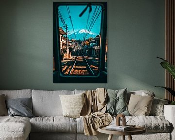 Uitzicht op de berg Fuji vanuit de trein van Poster Art Shop