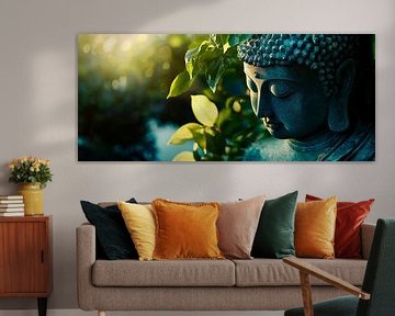 Boeddhabeeld in het zonlicht van Poster Art Shop