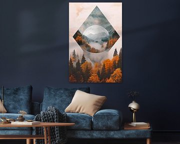 Paysage automnal avec lune sur Poster Art Shop
