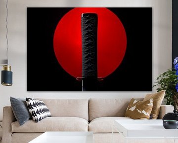 Katana and red background - Minimalist by Poster Art Shop
