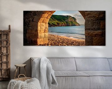 Coastal view through stone arch by Poster Art Shop