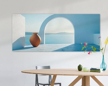 Coastal architecture with clay jug by Poster Art Shop