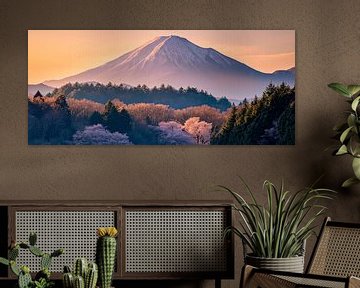 Landschap met besneeuwde vulkaan van Poster Art Shop