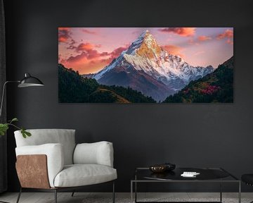 Majestueuze berg in het avondlicht van Poster Art Shop