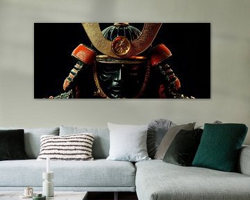 Samurai mask in black and gold - rich in detail by Poster Art Shop
