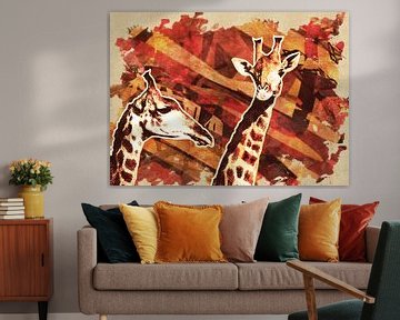 Abstracte giraffes van Studio Mirabelle