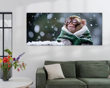 Sneeuwluipaard in vogelvlucht van Poster Art Shop
