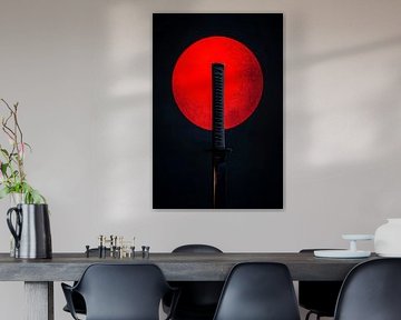 Silhouette of a sword in front of a red circle by Poster Art Shop