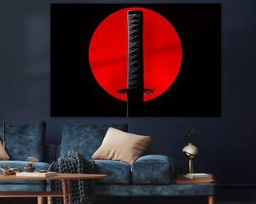 Silhouette of a sword against a red background by Poster Art Shop
