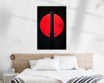 Sword in front of red sun - Minimalist by Poster Art Shop