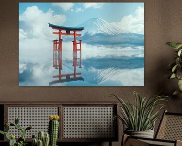 Torii at Fuji - Dreamlike reflection by Poster Art Shop