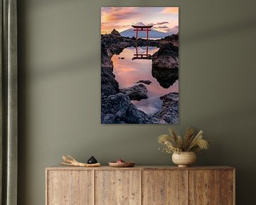 Torii and Fuji in the evening light by Poster Art Shop