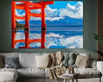 Torii and Fuji - mirror image of nature by Poster Art Shop