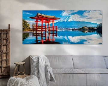 Torii in front of Mount Fuji - Tranquil landscape by Poster Art Shop