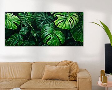 Tropical leaf landscape - green and lush by Poster Art Shop