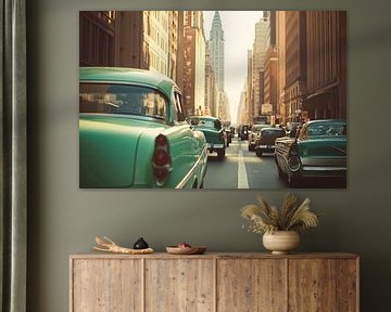 Vintage Autos in der Stadt von Poster Art Shop