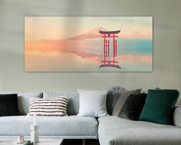 Torii met Fuji in het ochtendlicht van Poster Art Shop