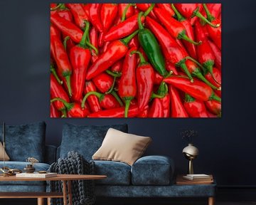 Close-up of red chillies by Doesburg Design
