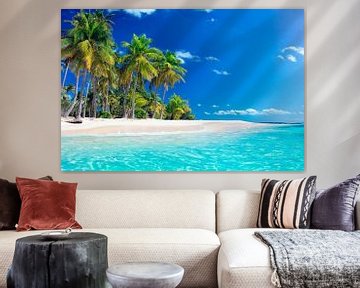 Tropisch wit strand met palmbomen van Doesburg Design