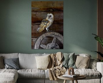 Kerkuil op houten wiel van iris bosma
