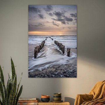 Zonsondergang aan de kust van Zeeland