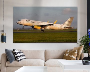 Take-off Vueling Airbus A320 with Barcelona livery. by Jaap van den Berg