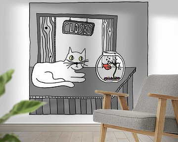 Katze und Goldfisch von Atmani Blok