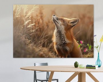 Beautiful red fox enjoying the evening sun