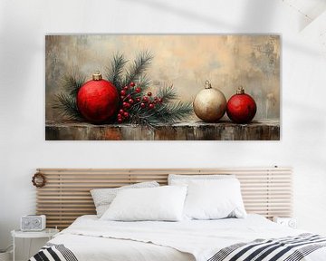 Kerstballen | Rode en Gouden Kerstmagie van Kunst Kriebels