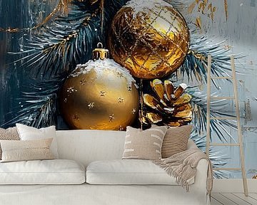 Weihnachtskugeln | Glänzende Weihnachtsdekoration Stillleben von Kunst Laune