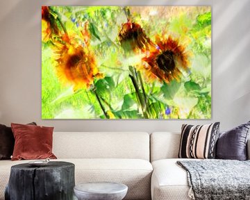 Sonnenblumen in einem Sonnenblumenfeld von Jessica Berendsen