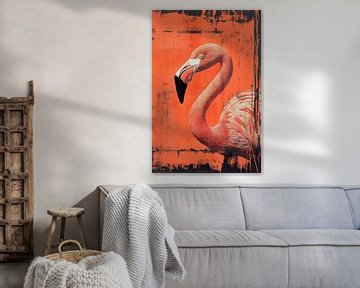 Flamingo in Vurig Contrast Stijlvolle Expressie van Eva Lee