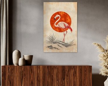 Flamingo in Woestijnzon Abstracte Elegantie van Eva Lee