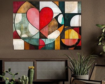 Hart Schilderij | Rood Hart Abstracte Compositie van Modern Collection