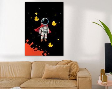 Grappige astronaut en eenden van MIROKKU
