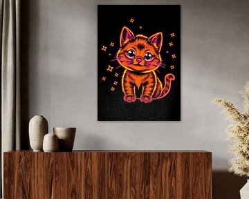 Schattige Neon Oranje Kat van MIROKKU