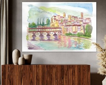 Reflexionen von Bassano del Grappa und seiner erstaunlichen Brücke