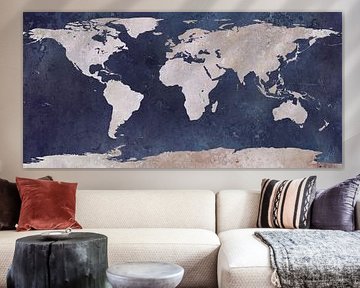 Wereldkaart - marineblauw en lichtroze van Western Exposure