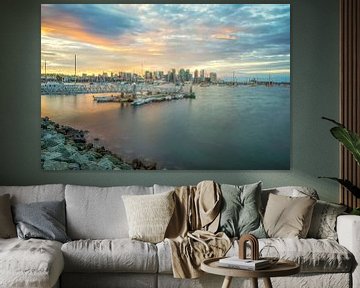 Rustige zonsopgang in Harbor City - San Diego van Joseph S Giacalone Photography